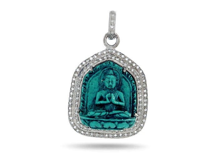 sterling Silber, Pave Diamant Türkis Buddha Anhänger, | 1226-Dpm von OneSourceGems