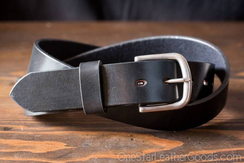 Maßgeschneiderter Gürtel - 3, 25 "Breite 12 Unzen Schwarzes Geschirrleder Schnalle An Der Ferse von OneStarLeatherGoods