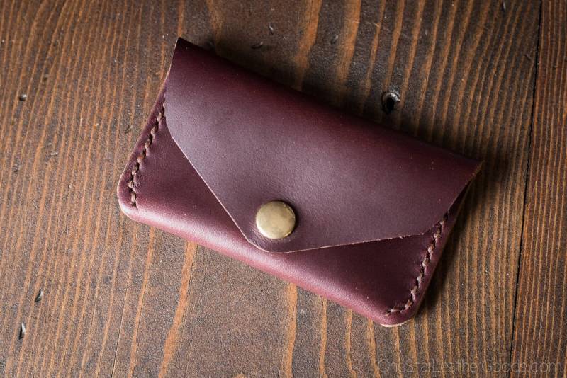 Münze Beutel/Brieftasche Visitenkarte Fall Mit Snap, Horween Chromexcel Leder - Burgund #8 von OneStarLeatherGoods