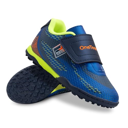 OneTeam Robero Junior TF Kinder-Fußballschuhe für Kunstrasen | strapazierfähiges PU-Obermaterial, Netzfutter, Eva-Einlegesohle, Gummisohle, Klettverschluss, Größe 26 von OneTeam