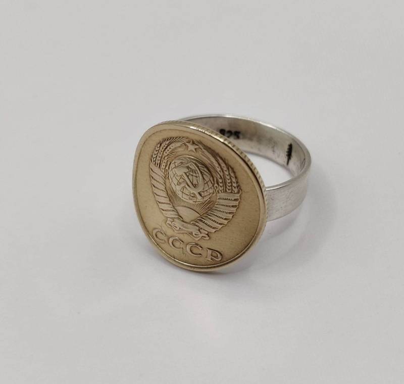 Handgemachte Vintage Münze Ring, Sowjetunion Sterling Silber Ring Handgemachte Vintage Münze Ring, Sowjetunion Sterling Silber Ring von OneTreeCoinJewelry