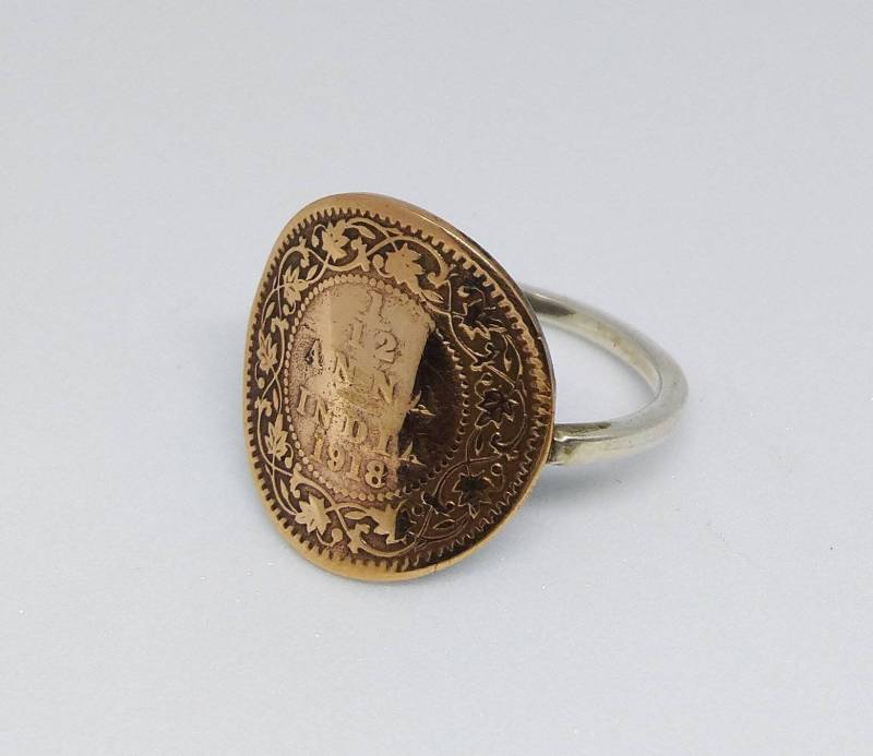 Vintage British India Anna Münzring Sterling Silber Band Vintage British India Anna Münzring Sterling Silber Band von OneTreeCoinJewelry