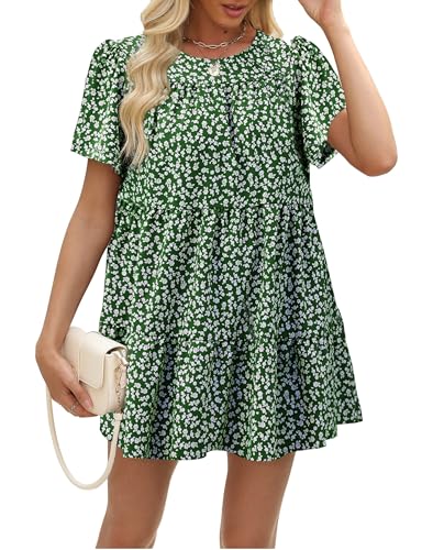 Sommerkleid Damen Oversize Strandkleid Leicht und Luftig Boho Style Oberteile Damen Grün XXL von Oneezit
