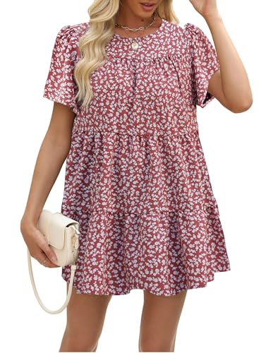Sommerkleid Damen Oversize Strandkleid Leicht und Luftig Boho Style Womens Tops Rosa S von Oneezit