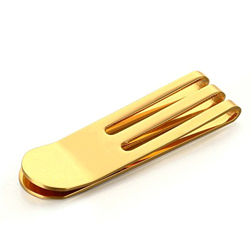 Edelstahl Money Clip Geldscheinklammer Für Männer Junge Geschäftsgeschenk Bargeldhalter Hoch Poliert Gold 53MMx15MM Onefeart von Onefeart