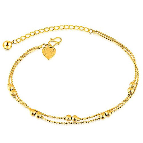 Onefeart 18K Vergoldet Fußkette für Frauen Mädchen Doppelschicht Fußkette Hochzeit Geschenke 25CM Gold von Onefeart