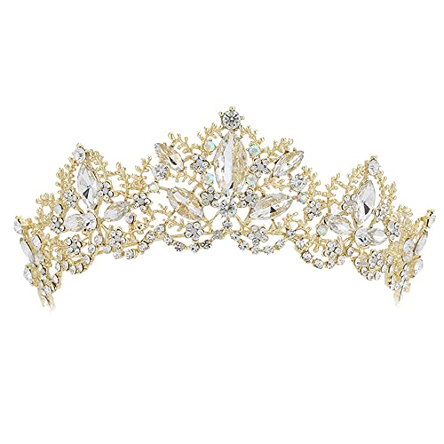 Onefeart Vergoldet Haarschmuck Diademe für Frauen Ovaler Zirkon Hochzeit Krone Tiara Braut Headpiece Gold von Onefeart