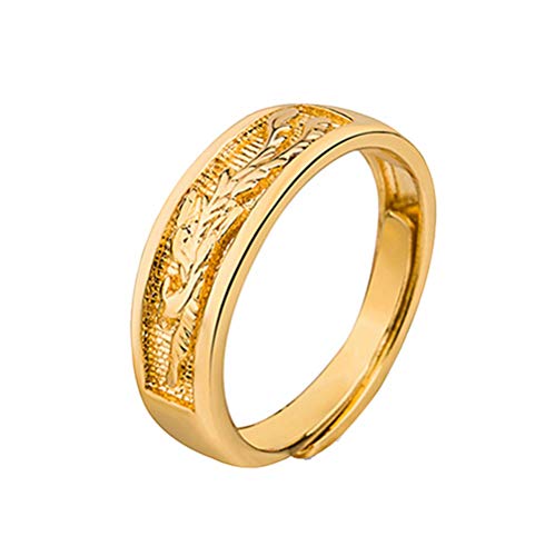 Onefeart Weißes Gold überzogen Frauen Männer Ring Auspicious Drachen und Phönix Gestalten Verlobungsring Phönix Öffnung Design von Onefeart