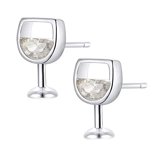 Onefeart Weißes Gold überzogen Frauen Ohrstecker Sonderschnitt Zirkonia Wine Glass Gestalten Mode Persönlichkeit Stil Weiß von Onefeart