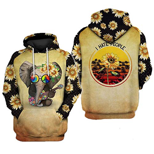 Herren Damen Kapuzenpullover Unisex Tierbild I Hate People Briefdruck Sport Lässig Langarm Sweatshirt Schnelltrocknend und atmungsaktiv von oneforus