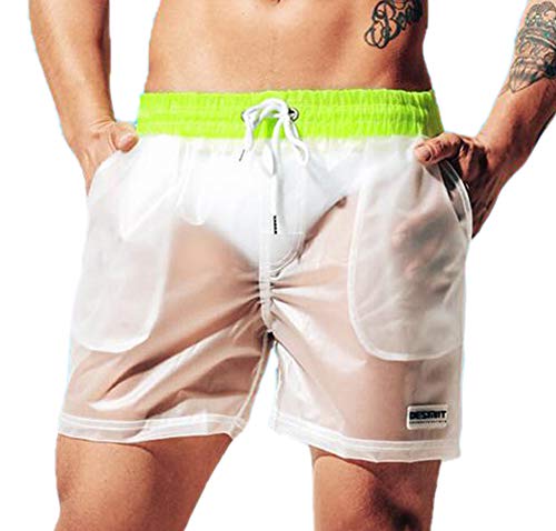 Oneforus Herren durchsichtige Strandshorts Boxershorts Shorts, durchscheinende transparente Herren-Badehose Surfing Workout Stretchy Boardshorts von Oneforus