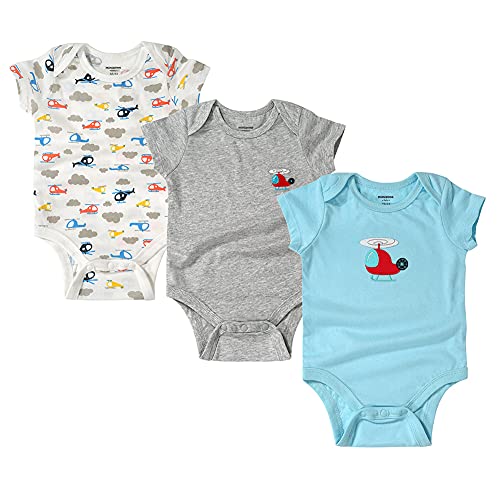 Baby Bodysuits Strampler 100% Baumwolle Baby Body Strampelanzug Einteiliger Kurzarm 1 Schlafoverall 3er Pack Natur Weich Unisex Jungen Mädchen 3-18 Months (Flugzeug, 3-6Monate) von Oneiric P