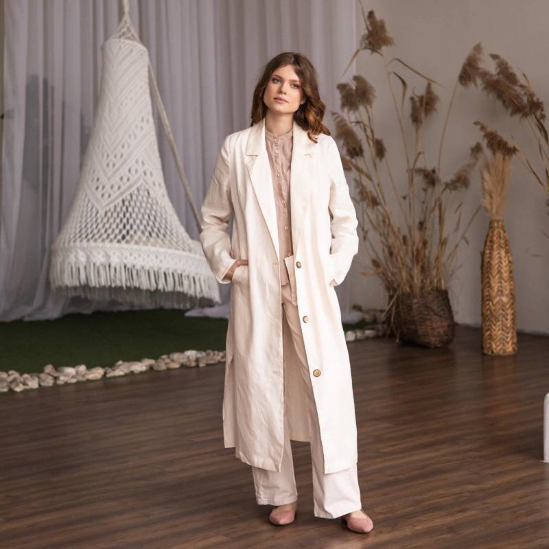 Leinen Cardigan Mantel, Lange Leinenjacke, Duster Jacke, Sommer Leinenmantel, Für Frauen, Trenchcoat, Leinenmantel Frauen von OnelovebrandUA