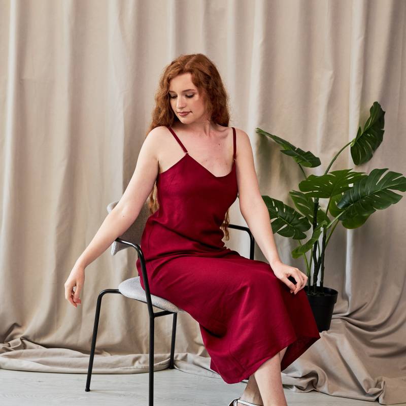 Leinen Neckholder Kleid, Unterkleid, Trägerkleid, Bio Leinenkleid, Langes Sommerkleid, Trägerkleid von OnelovebrandUA