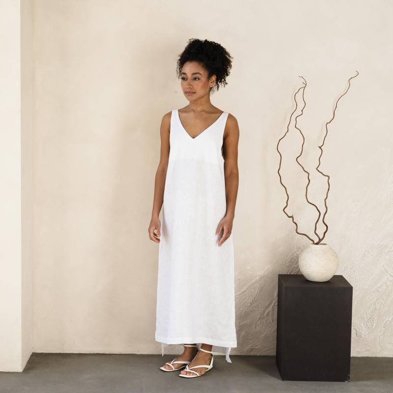 Leinen Sommerkleider Für Frauen, Tank-Kleid, V Rücken Kleid Leinen, Sommerkleid Plus Größe, 100% Leinenkleid, Slip von OnelovebrandUA