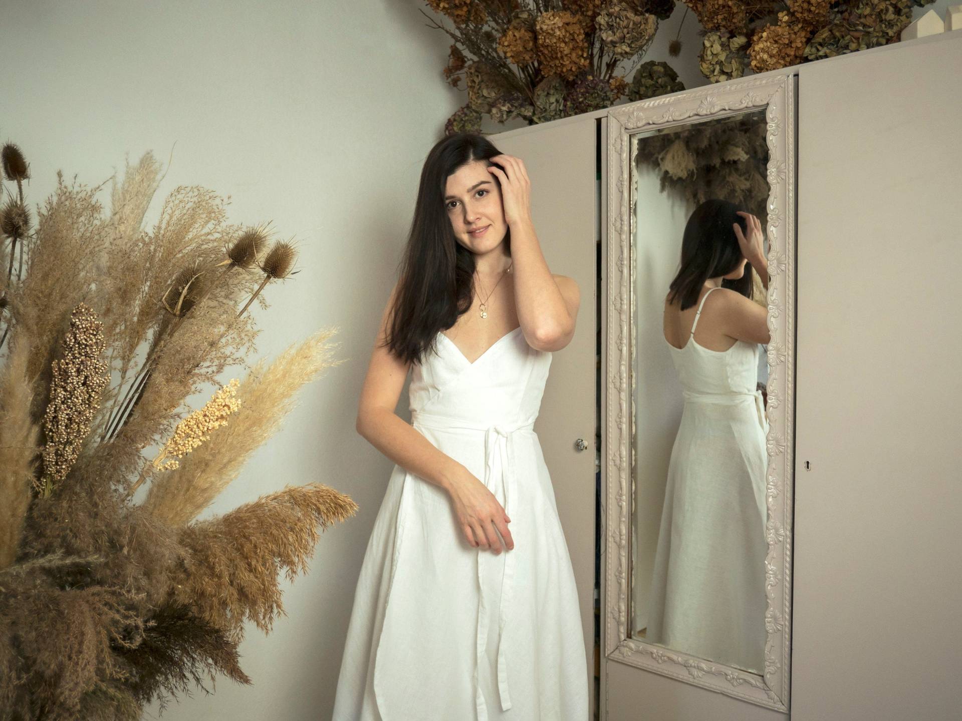 Leinenkleid Wickelkleid, Weißes Damen, Damen Leinenkleid, Langes Lang, Leinen Strandkleid, Gelbes von OnelovebrandUA