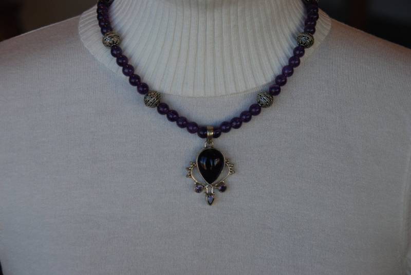 Amethyst Und 925Er Silber Halskette von OneofaKindGemsJewels