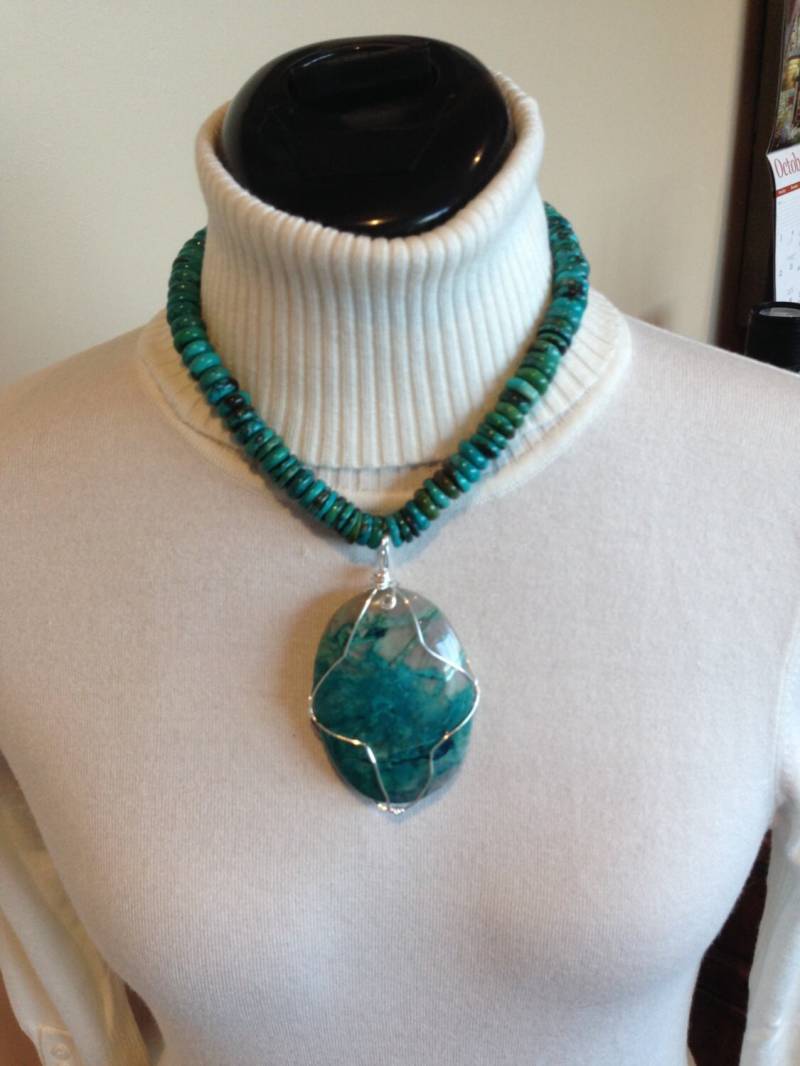 Große Türkis Und Chrysokoll Halskette Große Türkis Und Chrysokoll Halskette von OneofaKindGemsJewels