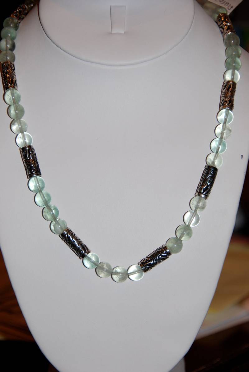 sterling-Silber Und Grün Fluroite Perlen Halskette, Handgemachte Einer Der Eine Art Kette, Halskette sterling-Silber Und Grün Fluroite Perlen Halskette, Handgemachte Einer Der Eine Art Kette, Halskette von OneofaKindGemsJewels