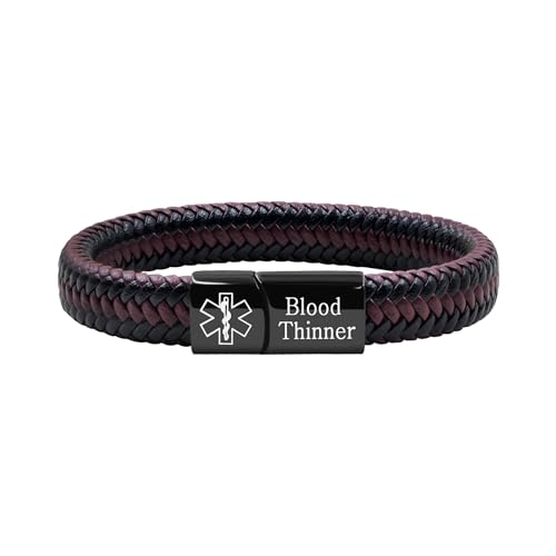 Oneress Blutverdünner-Armband, Anpassbares Medizinisches Alarmband, Graviertes ICE-Notfallarmband, Ideal Für Ersthelfer Und Reisende YA5551-Schwarz & Rot Blutverdünner Oneress Blutverdünner-Armband, Anpassbares Medizinisches Alarmband, Graviertes ICE-Notfallarmband, Ideal Für Ersthelfer Und Reisende YA5551-Schwarz & Rot Blutverdünner von Oneress
