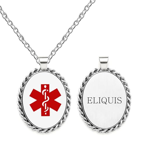 Oneress ELIQUIS Notfall-ID Halskette, Ovaler Weißer Anhänger, Anti-Allergie Edelstahl Schmuck Mit Caduceus Für Erste Hilfe YA5218 Weiß-ELIQUIS von Oneress