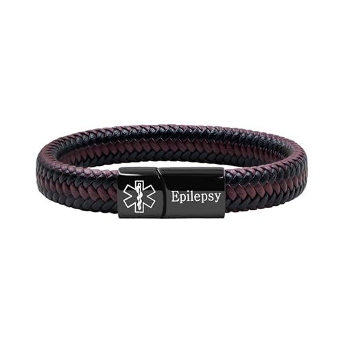 Oneress Epilepsie-Armband, Schmerzlinderndes Medizinisches Alarmarmband, Notfall-ID Mit QR-Code, Ideal Für Aktive Lebensstile YA5551-Schwarz & Rot Epilepsie von Oneress
