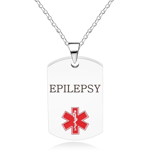Oneress Epilepsie Medizinische ID Halskette, Platinbeschichteter QR-Tag Für Männer & Frauen, Gesundheitsalarm Schmuck YA5217 Weiß EPILEPSIE von Oneress