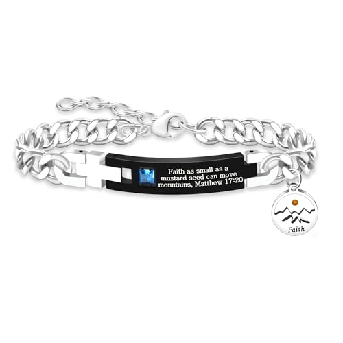 Oneress Ermutigendes Hoffnung Glaubensarmband – Edelstahl Cuban Gliederarmband – Glaube so klein wie ein Senfkorn“ Matthäus 17:20 – Unterstützendes Schmuckstück für Damen und Herren Y4354 von Oneress