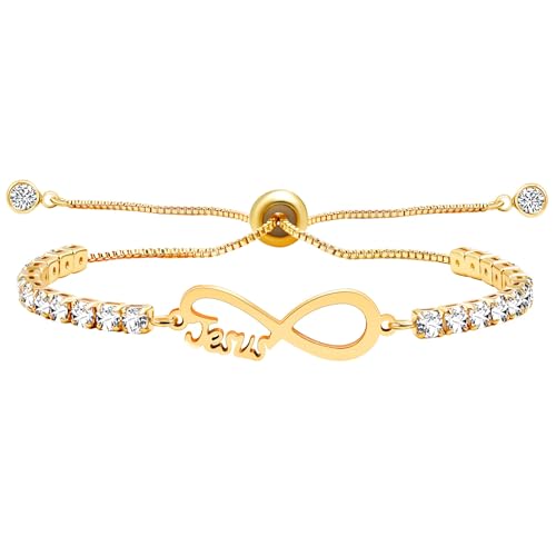 Oneress Forever Infinity God Jesus Cubic Zirkonia Tennis Armband Jesus Gebet Schmuck religiöser Schmuck christliches Geschenk personalisiert Unendlichkeit Charm Party Geburtstag Jahrestag, Mediano, von Oneress
