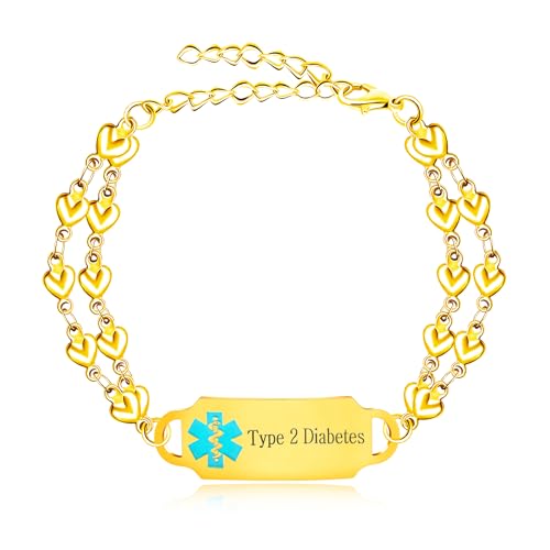Oneress Goldenes Typ 2 Armband Senior Medizinisches ID Tag Seltene Krankheit Warnung Wasserdichter Notfall Charm Personalisierter Medizinschmuck YA5200 Gold Type 2 Oneress Goldenes Typ 2 Armband Senior Medizinisches ID Tag Seltene Krankheit Warnung Wasserdichter Notfall Charm Personalisierter Medizinschmuck YA5200 Gold Type 2 von Oneress