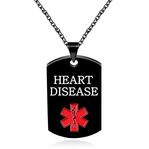 Oneress Herzkrankheit-ID-Halskette, Schwarze Perlen-Anhänger, Zweisprachiger Notfall-Tag Bei Gedächtnisverlust & Frauen YA5217 Black HEART Oneress Herzkrankheit-ID-Halskette, Schwarze Perlen-Anhänger, Zweisprachiger Notfall-Tag Bei Gedächtnisverlust & Frauen YA5217 Black HEART von Oneress