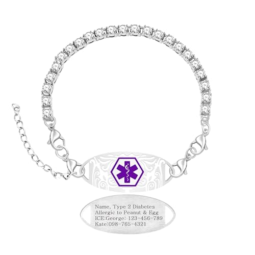 Oneress Medizinisches Alarmarmband - Stilvoller Edelstahl-Notfall-ID-Schmuck Mit Graviertem Schild, Langlebiges Individuelles Alarmarmband Für Erwachsene YA6004-BaiZi-DIY von Oneress