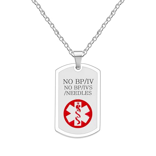 Oneress NOBP Medizinische Alarm Halskette Für Senioren, Edelstahl Unsichtbarer Krankheitsanhänger Mit QR-Code YA5239 Weiß-NOBP von Oneress