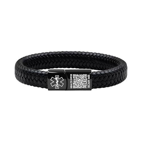 Oneress QR-Code-Armband, Reise-Medizin-ID-Gesundheitsarmband, Modisches Notfallarmband Für Männer Und Frauen YA5551-Schwarz QR Code Oneress QR-Code-Armband, Reise-Medizin-ID-Gesundheitsarmband, Modisches Notfallarmband Für Männer Und Frauen YA5551-Schwarz QR Code von Oneress