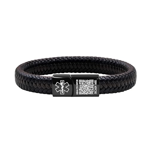 Oneress QR-Code-Armband, Wasserdichtes Medizinisches Alarmarmband Für Männer & Frauen, Personalisiertes ICE-Armband Für Notfälle, Stylisches Gesundheits-ID-Band YA5551-Schwarz & Braun QR Code Oneress QR-Code-Armband, Wasserdichtes Medizinisches Alarmarmband Für Männer & Frauen, Personalisiertes ICE-Armband Für Notfälle, Stylisches Gesundheits-ID-Band YA5551-Schwarz & Braun QR Code von Oneress