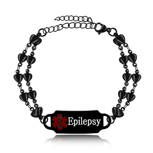 Oneress Schwarzes Epilepsie Armband ICE Medizin Tag Einstellbare Herzgliederkette Graviertes ID Notfall Schmuck Für Anfälle & Notfälle YA5199 Black Epilepsy Oneress Schwarzes Epilepsie Armband ICE Medizin Tag Einstellbare Herzgliederkette Graviertes ID Notfall Schmuck Für Anfälle & Notfälle YA5199 Black Epilepsy von Oneress