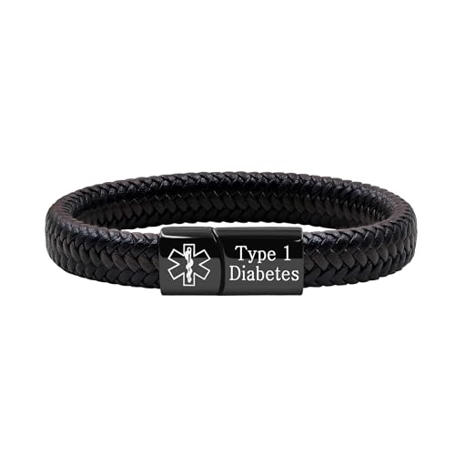 Oneress Typ 1 Diabetes-Armband, Anfall- & Epilepsie-Warnung, Wasserdichtes Gesundheitsarmband, Perfekt Für Männer & Notfälle YA5551-Schwarz & Braun Typ 1 Diabetes von Oneress