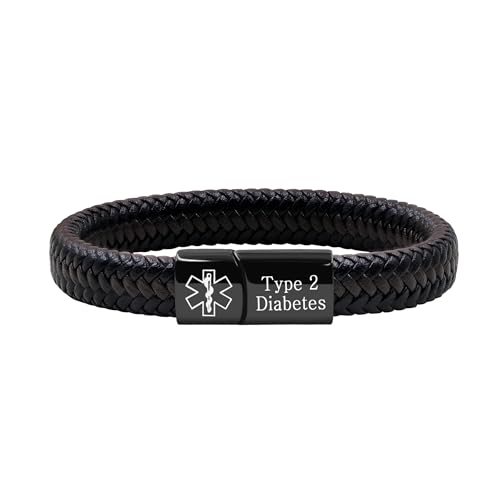 Oneress Typ 2 Diabetes-Armband, Notfall-Gesundheitsalarm-Armband, PU-Medizin-ID-Band Für Männer & Frauen YA5551-Schwarz & Braun Typ 2 Diabetes Oneress Typ 2 Diabetes-Armband, Notfall-Gesundheitsalarm-Armband, PU-Medizin-ID-Band Für Männer & Frauen YA5551-Schwarz & Braun Typ 2 Diabetes von Oneress