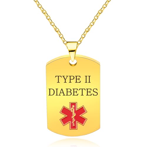Oneress Typ‑II‑Diabetes‑Kette, Goldplattierter ICE‑Anhänger, AB+ Blut‑Alarm‑ID Für Frauen YA5217 Gold TYPEII Oneress Typ‑II‑Diabetes‑Kette, Goldplattierter ICE‑Anhänger, AB+ Blut‑Alarm‑ID Für Frauen YA5217 Gold TYPEII von Oneress