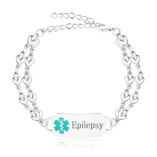 Oneress Weißes Epilepsie Armband Individuell Graviertes Notfall-ID Edelstahl Schmuck Damen Perfektes Geschenk Für Epilepsie-Bewusstsein YA5198 White Epilepsy von Oneress