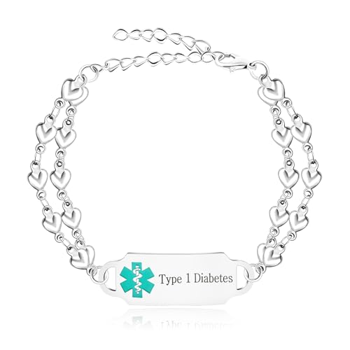 Oneress Weißes Typ 1 Armband Notfall-ID Tag Blutverdünner Alarm Graviertes SOS Armband Herzdesign Personalisierbarer Medizinschmuck YA5198 White Type 1 Oneress Weißes Typ 1 Armband Notfall-ID Tag Blutverdünner Alarm Graviertes SOS Armband Herzdesign Personalisierbarer Medizinschmuck YA5198 White Type 1 von Oneress