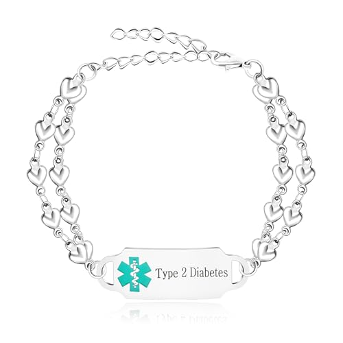 Oneress Weißes Typ 2 Armband Edelstahl Medizinisches Notfallarmband Personalisierbares Elegantes Diabetiker Geschenk Schmuck YA5198 White Type 2 von Oneress