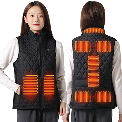 Heizweste Damen, Wärmeweste Elektrisch, Heizjacke Usb, Weste Mit Heizung, Warme Weste Beheizt, Heated Vest Einstellbar Temperatur Für Outdoor Jagd (as3, alpha, x_s, regular, regular, Schwarz, XS) von Oneshlee