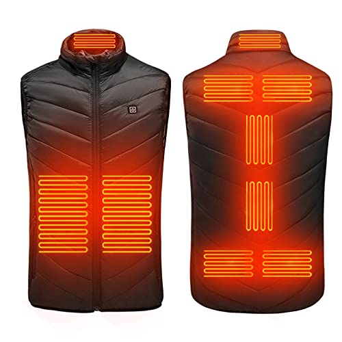 Heizweste Herren Damen, Heizjacke Usb , Wärmeweste Elektrisch, Weste Unisex Mit Heizung Kragen Für Nacken, Warme Heated Vest Einstellbar Temperatur Wasserdicht Maschinenwäsche Outdoor (Schwarz, XL) von Oneshlee