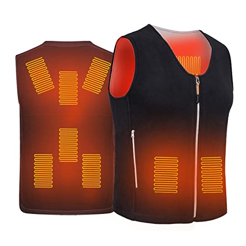 Heizweste Usb Herren Damen, Heizjacke Unisex, Wärmeweste Elektrisch, Weste Mit Heizung Maschinenwäsche, Warme Heated Vest Für Der Rücken Einstellbar Temperatur Für Outdoor Camping (V-kragen, XL) von Oneshlee