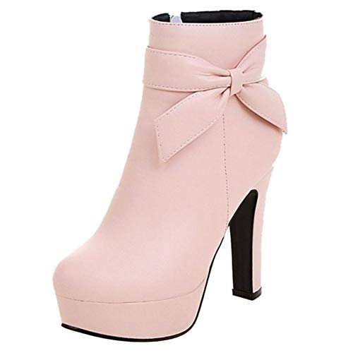 Onewus Damen Blockabsatz Stiefeletten (Rosa, 41 EU) von Onewus