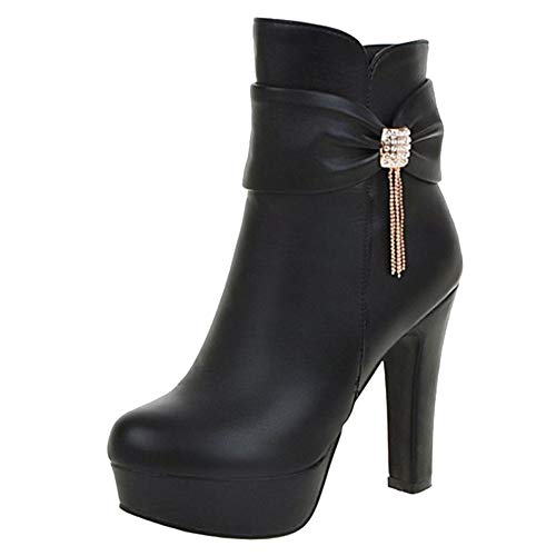 Onewus Damen Blockabsatz Stiefeletten (Schwarz, 37 EU) von Onewus