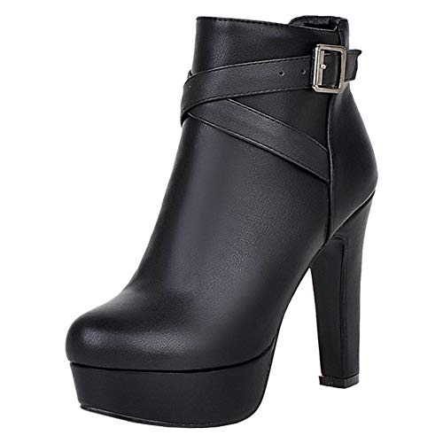 Onewus Damen Blockabsatz Stiefeletten (Schwarz, 41 EU) von Onewus