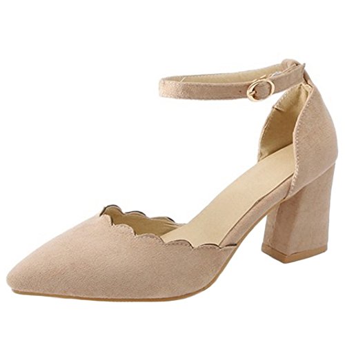 Onewus Damen Dress Sandalen mit Blockabsatz Fesselriemen Closed Toe Schuhe von Onewus