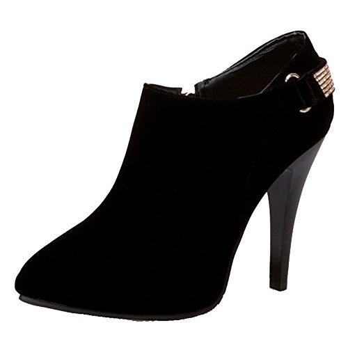 Onewus Damen Dress Stiefeletten mit Stiletto Absatz Reißverschluss Stiefel (Schwarz, 37 EU) von Onewus